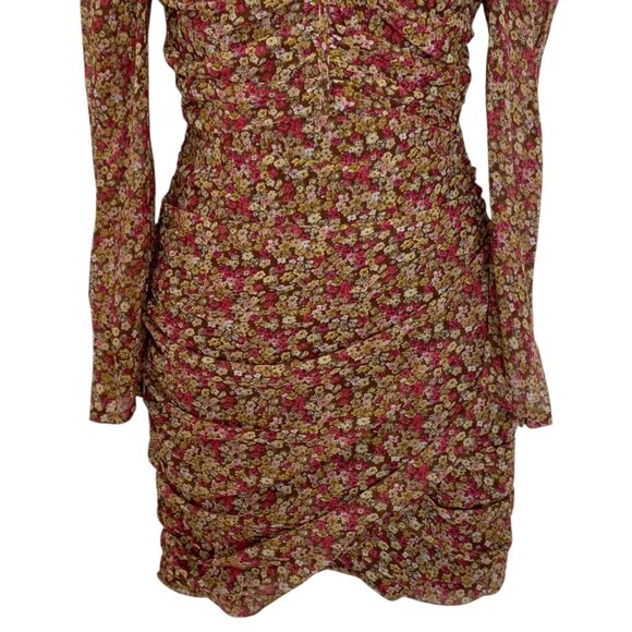 Bardot Revolve Ruched Ditsy Floral Mini Dress S Ditsy Floral - Picture 9 of 12